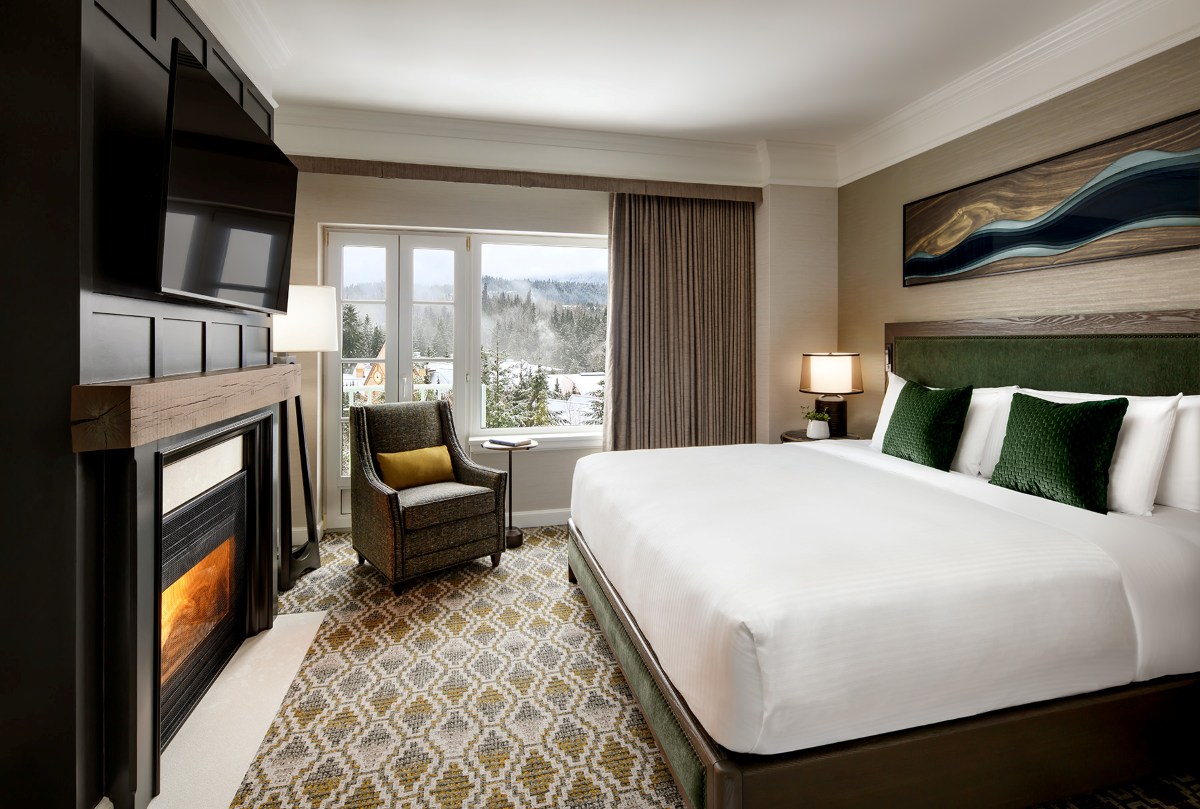 Fairmont Chateau Whistler Gold Floor - Executive Suite with king bed and fireplace